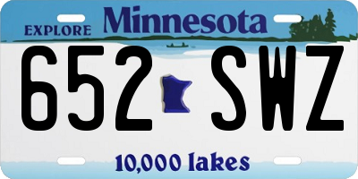 MN license plate 652SWZ