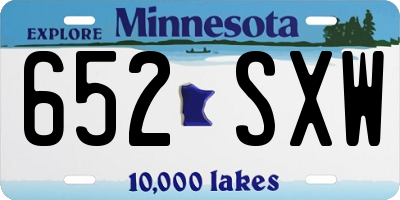 MN license plate 652SXW