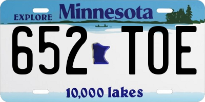 MN license plate 652TOE