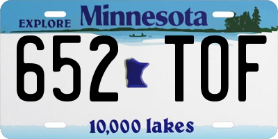 MN license plate 652TOF