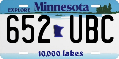 MN license plate 652UBC