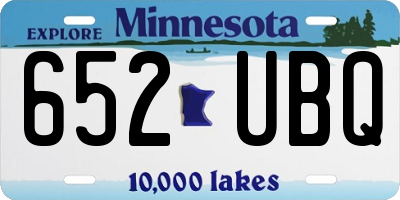 MN license plate 652UBQ