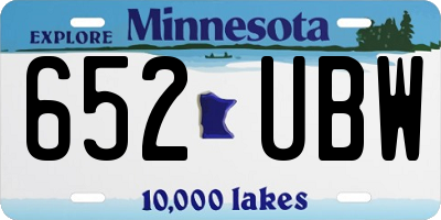 MN license plate 652UBW