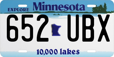MN license plate 652UBX