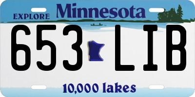 MN license plate 653LIB