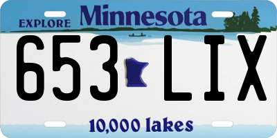 MN license plate 653LIX