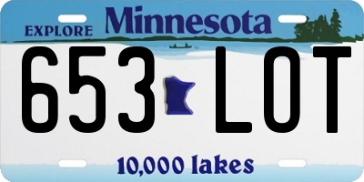 MN license plate 653LOT