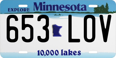 MN license plate 653LOV
