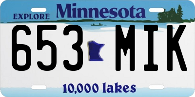 MN license plate 653MIK