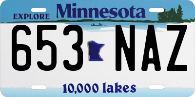 MN license plate 653NAZ