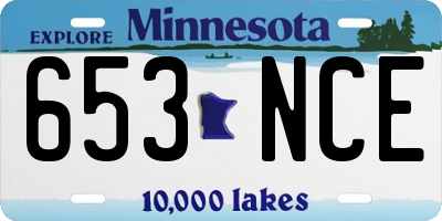MN license plate 653NCE