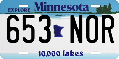 MN license plate 653NOR