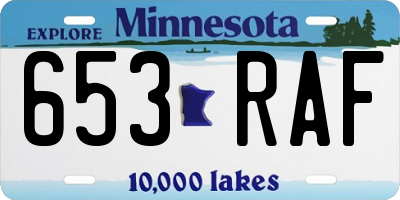 MN license plate 653RAF