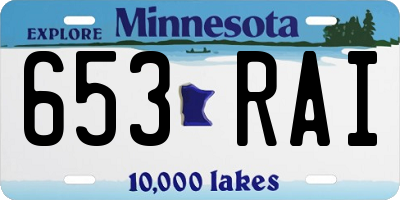 MN license plate 653RAI