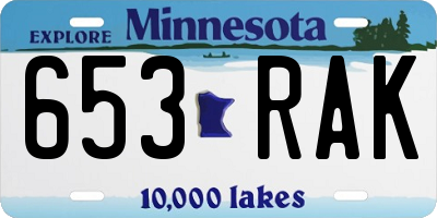 MN license plate 653RAK