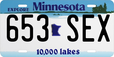 MN license plate 653SEX