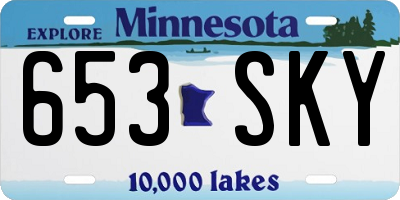MN license plate 653SKY
