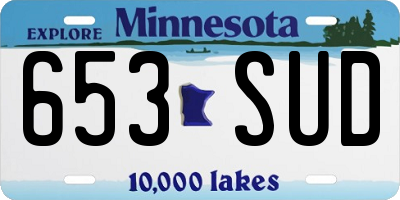 MN license plate 653SUD