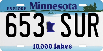 MN license plate 653SUR