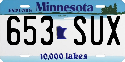 MN license plate 653SUX