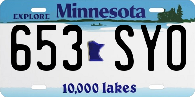 MN license plate 653SYO