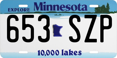 MN license plate 653SZP