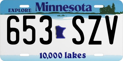 MN license plate 653SZV