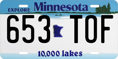 MN license plate 653TOF