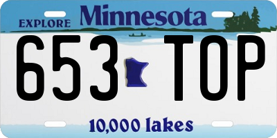 MN license plate 653TOP