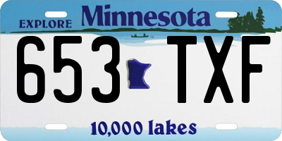 MN license plate 653TXF