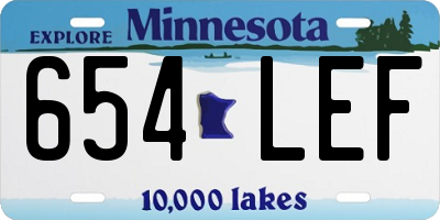 MN license plate 654LEF