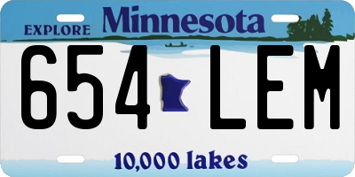 MN license plate 654LEM