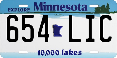 MN license plate 654LIC