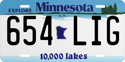 MN license plate 654LIG