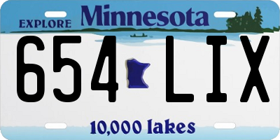 MN license plate 654LIX