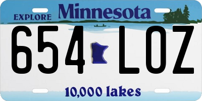 MN license plate 654LOZ