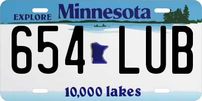 MN license plate 654LUB