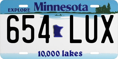 MN license plate 654LUX