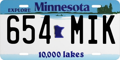 MN license plate 654MIK