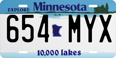 MN license plate 654MYX