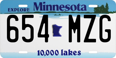 MN license plate 654MZG