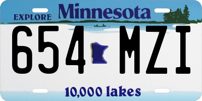 MN license plate 654MZI