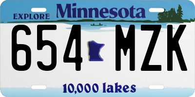 MN license plate 654MZK