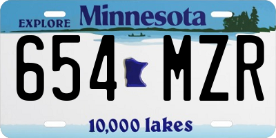 MN license plate 654MZR