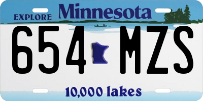MN license plate 654MZS