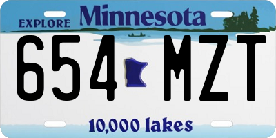 MN license plate 654MZT