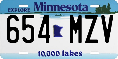 MN license plate 654MZV
