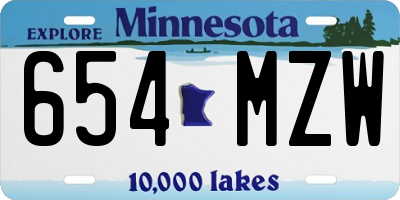 MN license plate 654MZW