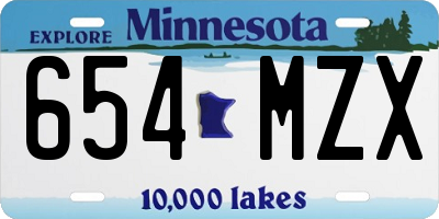MN license plate 654MZX