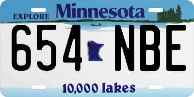 MN license plate 654NBE